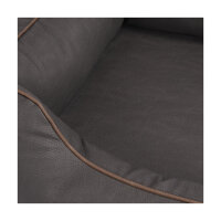 Knuffelwuff Orthopädisches Hundebett Rockland aus Kunstleder XXL 120 x 85cm Schwarz