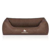 Knuffelwuff Orthopädisches Hundebett Columbia aus laser-gestepptem Kunstleder M-L 85 x 63cm Braun