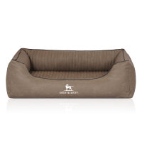 Knuffelwuff Orthopädisches Hundebett Columbia aus laser-gestepptem Kunstleder M-L 85 x 63cm Stone
