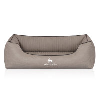Knuffelwuff Orthopädisches Hundebett Columbia aus laser-gestepptem Kunstleder M-L 85 x 63cm Hellgrau