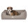 Knuffelwuff Orthopädisches Hundebett Columbia aus laser-gestepptem Kunstleder M-L 85 x 63cm Hellgrau