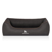 Knuffelwuff Orthopädisches Hundebett Columbia aus laser-gestepptem Kunstleder M-L 85 x 63cm Schwarz