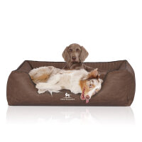 Knuffelwuff Orthopädisches Hundebett Columbia aus laser-gestepptem Kunstleder XL 105 x 75cm Braun