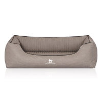 Knuffelwuff Orthopädisches Hundebett Columbia aus laser-gestepptem Kunstleder XL 105 x 75cm Hellgrau