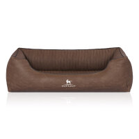 Knuffelwuff Orthopädisches Hundebett Columbia aus laser-gestepptem Kunstleder XXL 120 x 85cm Braun