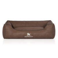 Knuffelwuff Hundebett Scottsdale aus Kunstleder M-L 85 x 63cm Braun