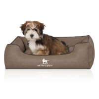Knuffelwuff Hundebett Scottsdale aus Kunstleder M-L 85 x 63cm Stone