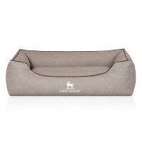 Knuffelwuff Hundebett Scottsdale aus Kunstleder M-L 85 x 63cm Hellgrau