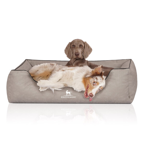 Knuffelwuff Hundebett Scottsdale aus Kunstleder XL 105 x 75cm Hellgrau