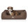 Knuffelwuff Orthopädisches Hundebett Chesapeake aus Laser gestepptem marmoriertem Kunstleder M-L 85 x 63cm Braun
