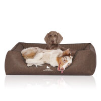 Knuffelwuff Orthopädisches Hundebett Chesapeake aus Laser gestepptem marmoriertem Kunstleder XL 105 x 75cm Braun