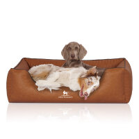 Knuffelwuff Orthopädisches Hundebett Chesapeake aus Laser gestepptem marmoriertem Kunstleder XL 105 x 75cm Rusty