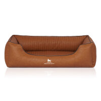 Knuffelwuff Orthopädisches Hundebett Chesapeake aus Laser gestepptem marmoriertem Kunstleder XXL 120 x 85cm Rusty
