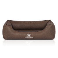 Knuffelwuff Hundebett Henderson aus marmoriertem Kunstleder M-L 85 x 63cm Braun