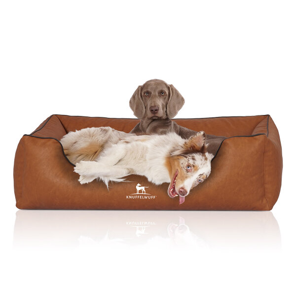 Knuffelwuff Hundebett Henderson aus marmoriertem Kunstleder XXL 120 x 85cm Rusty