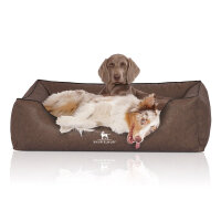 Knuffelwuff Hundebett Henderson aus marmoriertem Kunstleder Übergröße XXXL 155 x 105cm Braun