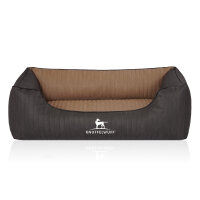 Knuffelwuff Orthopädisches Hundebett Outback aus laser-gestepptem Kunstleder M-L 85 x 63cm Schwarz/Cappuccino