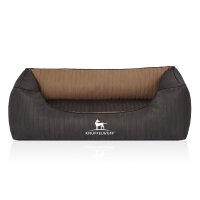 Knuffelwuff Orthopädisches Hundebett Outback aus laser-gestepptem Kunstleder M-L 85 x 63cm Schwarz/Cappuccino
