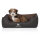 Knuffelwuff Orthopädisches Hundebett Outback aus laser-gestepptem Kunstleder M-L 85 x 63cm Schwarz/Braun