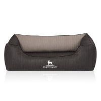 Knuffelwuff Orthopädisches Hundebett Outback aus laser-gestepptem Kunstleder M-L 85 x 63cm Schwarz/Grau