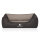 Knuffelwuff Orthopädisches Hundebett Outback aus laser-gestepptem Kunstleder M-L 85 x 63cm Schwarz/Grau