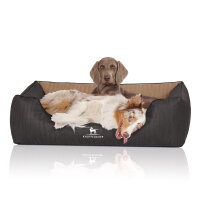 Knuffelwuff Orthopädisches Hundebett Outback aus laser-gestepptem Kunstleder XL 105 x 75cm Schwarz/Cappuccino