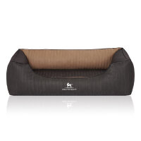 Knuffelwuff Orthopädisches Hundebett Outback aus laser-gestepptem Kunstleder XL 105 x 75cm Schwarz/Cappuccino