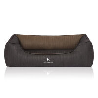 Knuffelwuff Orthopädisches Hundebett Outback aus laser-gestepptem Kunstleder XL 105 x 75cm Schwarz/Taupe