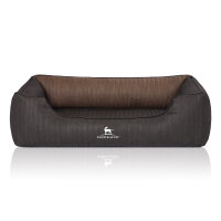 Knuffelwuff Orthopädisches Hundebett Outback aus laser-gestepptem Kunstleder XL 105 x 75cm Schwarz/Braun