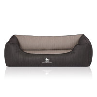 Knuffelwuff Orthopädisches Hundebett Outback aus laser-gestepptem Kunstleder XL 105 x 75cm Schwarz/Grau