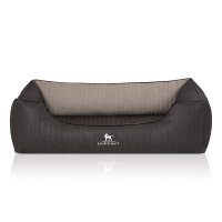 Knuffelwuff Orthopädisches Hundebett Outback aus laser-gestepptem Kunstleder XL 105 x 75cm Schwarz/Grau