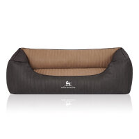 Knuffelwuff Orthopädisches Hundebett Outback aus laser-gestepptem Kunstleder XXL 120 x 85cm Schwarz/Cappuccino