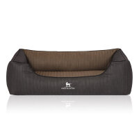 Knuffelwuff Orthopädisches Hundebett Outback aus laser-gestepptem Kunstleder XXL 120 x 85cm Schwarz/Taupe