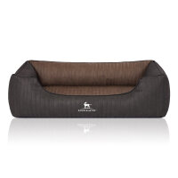 Knuffelwuff Orthopädisches Hundebett Outback aus laser-gestepptem Kunstleder XXL 120 x 85cm Schwarz/Braun