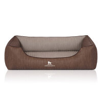 Knuffelwuff Orthopädisches Hundebett Outlander aus laser-gestepptem Kunstleder XL 105 x 75cm Braun/Grau