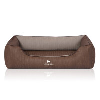 Knuffelwuff Orthopädisches Hundebett Outlander aus laser-gestepptem Kunstleder XL 105 x 75cm Braun/Grau