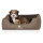 Knuffelwuff Orthopädisches Hundebett Outlander aus laser-gestepptem Kunstleder M-L 85 x 63cm Natur/Braun