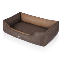 Knuffelwuff Orthopädisches Hundebett Outlander aus laser-gestepptem Kunstleder M-L 85 x 63cm Coffee/Braun