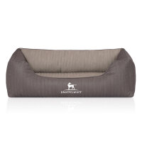 Knuffelwuff Orthopädisches Hundebett Outlander aus laser-gestepptem Kunstleder M-L 85 x 63cm Dunkelgrau/Grau