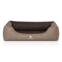 Knuffelwuff Orthopädisches Hundebett Outlander aus laser-gestepptem Kunstleder XL 105 x 75cm Natur/Braun