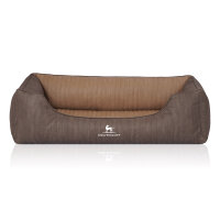 Knuffelwuff Orthopädisches Hundebett Outlander aus laser-gestepptem Kunstleder XL 105 x 75cm Coffee/Braun