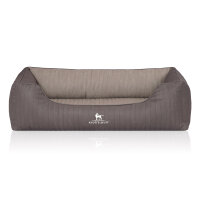 Knuffelwuff Orthopädisches Hundebett Outlander aus laser-gestepptem Kunstleder XXL 120 x 85cm Dunkelgrau/Grau