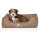 Knuffelwuff Orthopädisches Hundebett Tampa aus laser-gestepptem Kunstleder M-L 85 x 63cm Camel