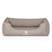 Knuffelwuff Orthopädisches Hundebett Tampa aus laser-gestepptem Kunstleder M-L 85 x 63cm Grau