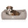 Knuffelwuff Orthopädisches Hundebett Tampa aus laser-gestepptem Kunstleder M-L 85 x 63cm Grau