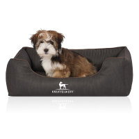 Knuffelwuff Orthopädisches Hundebett Tampa aus laser-gestepptem Kunstleder M-L 85 x 63cm Schwarz
