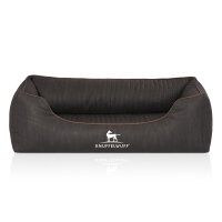 Knuffelwuff Orthopädisches Hundebett Tampa aus laser-gestepptem Kunstleder M-L 85 x 63cm Schwarz