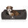 Knuffelwuff Orthopädisches Hundebett Tampa aus laser-gestepptem Kunstleder M-L 85 x 63cm Schwarz