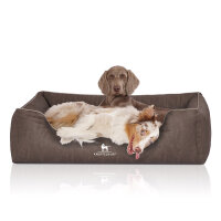 Knuffelwuff Orthopädisches Hundebett Tampa aus laser-gestepptem Kunstleder XL 105 x 75cm Braungrau
