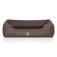 Knuffelwuff Orthopädisches Hundebett Tampa aus laser-gestepptem Kunstleder XL 105 x 75cm Braungrau